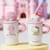 The new cartoon kt water cup has a high appearance level. It is a stainless steel cup with a handle and straw, a portable insulated cup for female students Application Scenario
